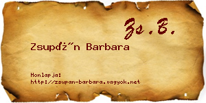 Zsupán Barbara névjegykártya