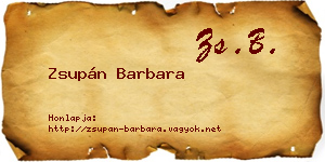 Zsupán Barbara névjegykártya